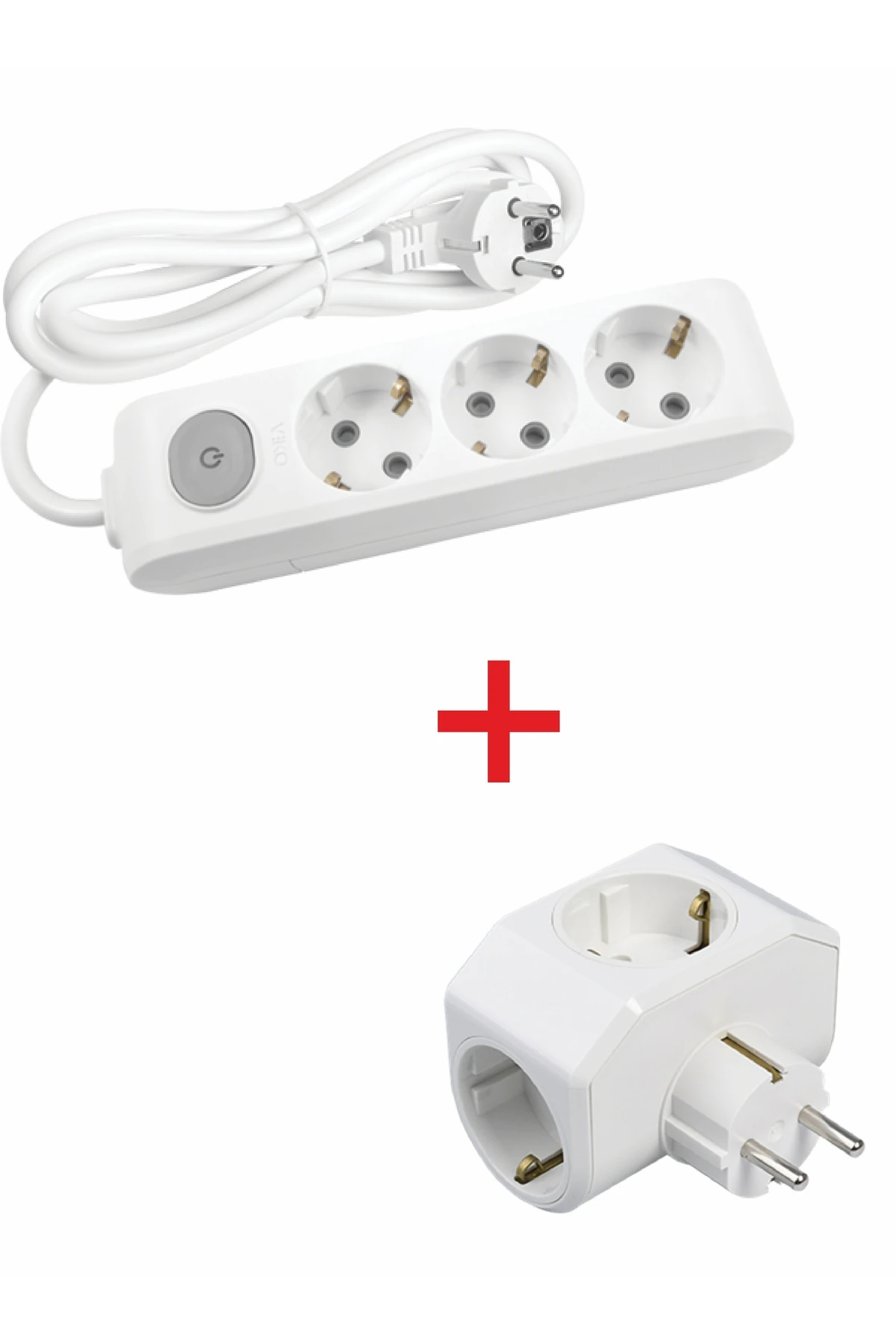 Viko Beyaz 3’lü 2 Metre Anahtarlı Priz + Yonca Plus